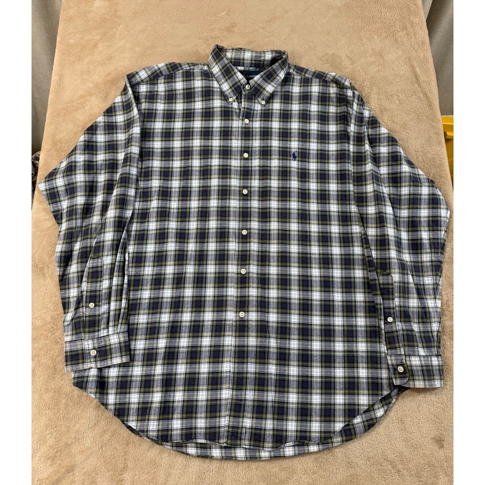 Vintage Polo Ralph Lauren Blake Shirt Men's XL navy‎ Plaid Button Down L/S EUC